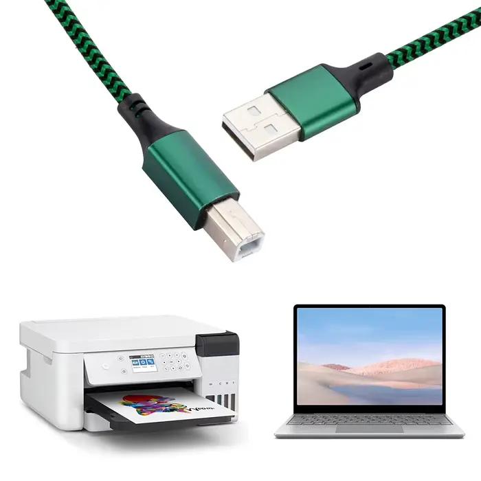 Câble USB 2.0 A à B haute vitesse pour imprimante scanner disque dur connecteur métallique résistant à la corrosion tressé en nylon durable pour ordinateur portable smartphone occasions spéciales