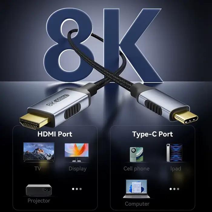 Câble USB C vers HDMI 8K @ 60Hz 4K @ 120Hz câbles de Type C