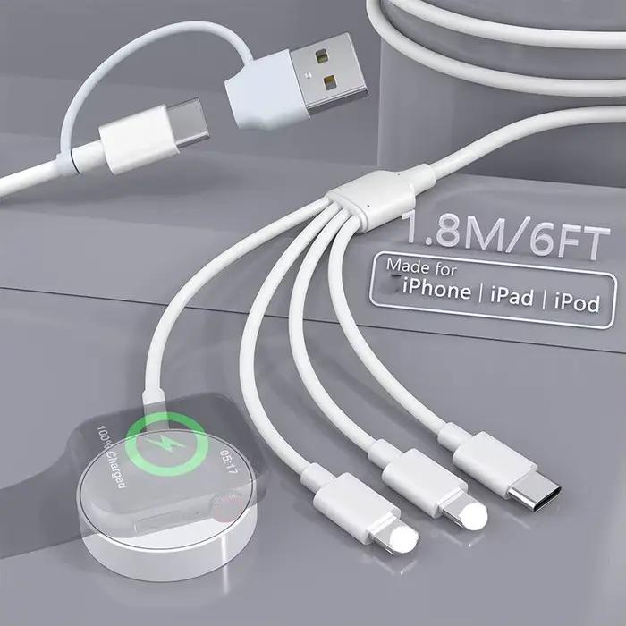 Câble de données de charge USB 4 en 2 pour iPhone