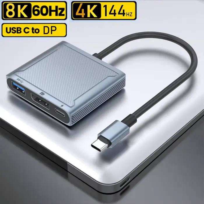 Câble USB C vers DisplayPort 1.4 dock 8K 3 en 1 Thunderbolt 3 Type C