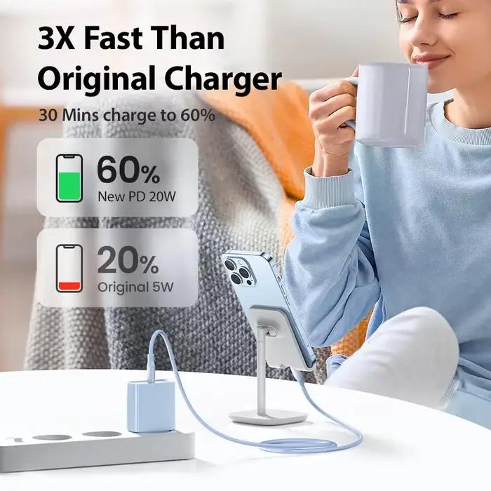PD 20W USB C chargeur rapide pour Apple iPhone 17 16 15 14 13 12 11 Pro Max pour iPad 5A câble de données de charge