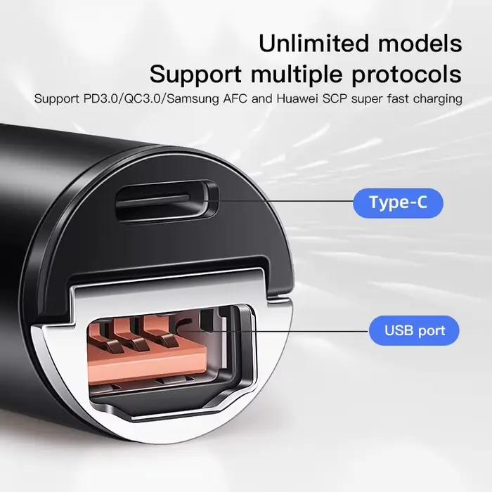 100W QC3.0 PD Mini chargeur de voiture charge rapide