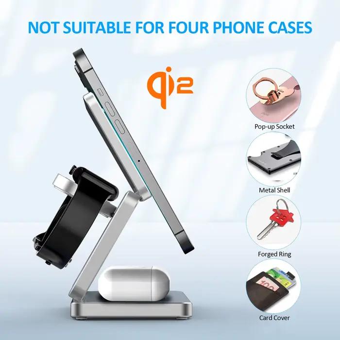 Support de chargeur sans fil magnétique QI2 15W 3-en-1 pour iPhone 17~12 Pro Max