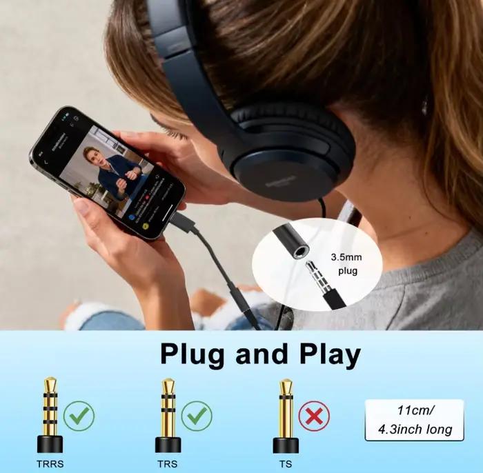 Adaptateur USB-C vers prise casque 3,5 mm femelle vers USB-C mâle pour Samsung Galaxy S25/S25 Ultra/S24/S24 écouteurs casque câble audio téléphone mobile compatibilité audio smartphone