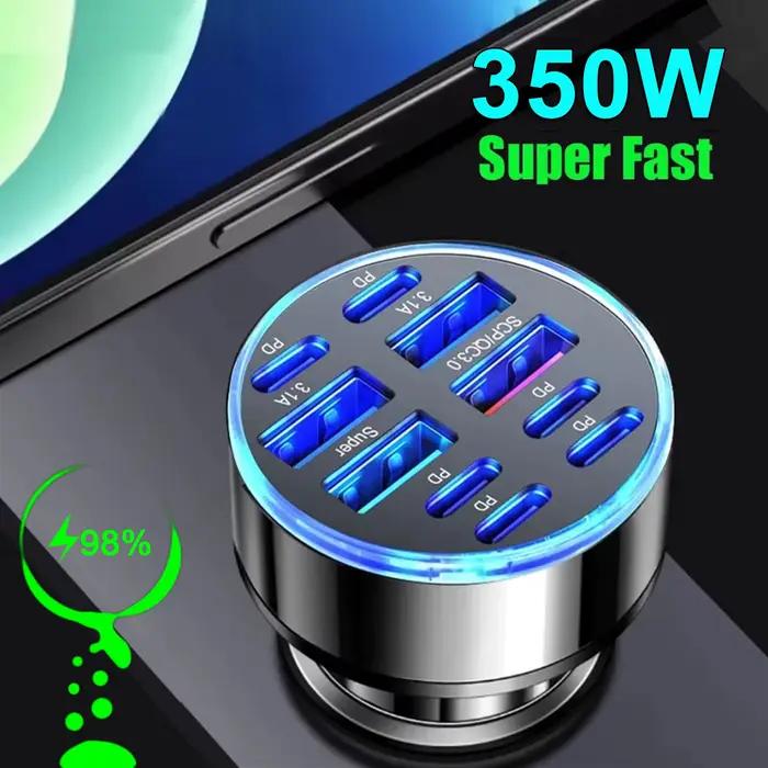 350W 10 Ports chargeur de voiture charge rapide PD QC3.0 USB C
