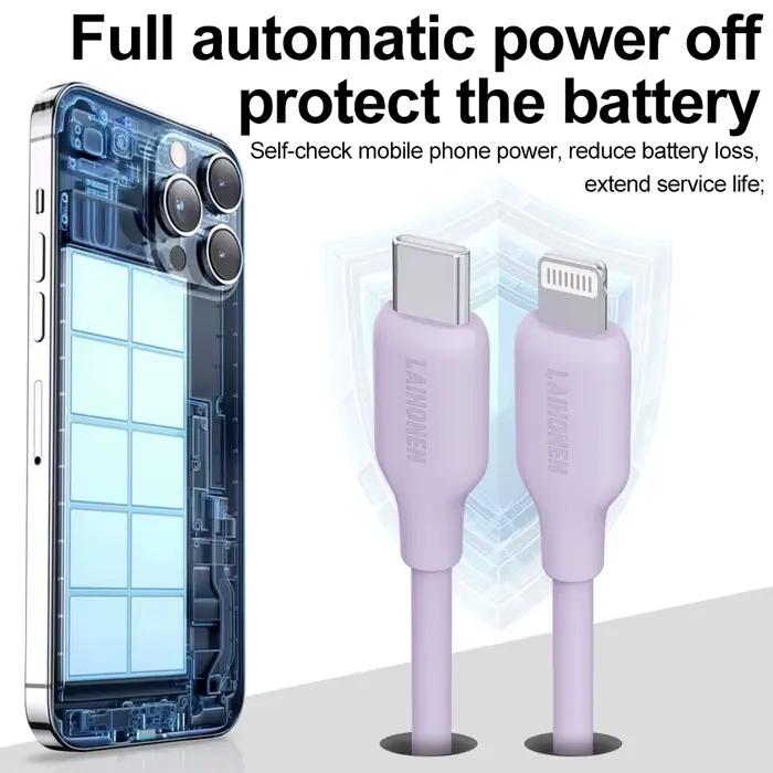 Câble de charge rapide 27W certifié MFi en silicone liquide pour iPhone 14 13 11 X Pro 8 7 occasions quotidiennes et voyages