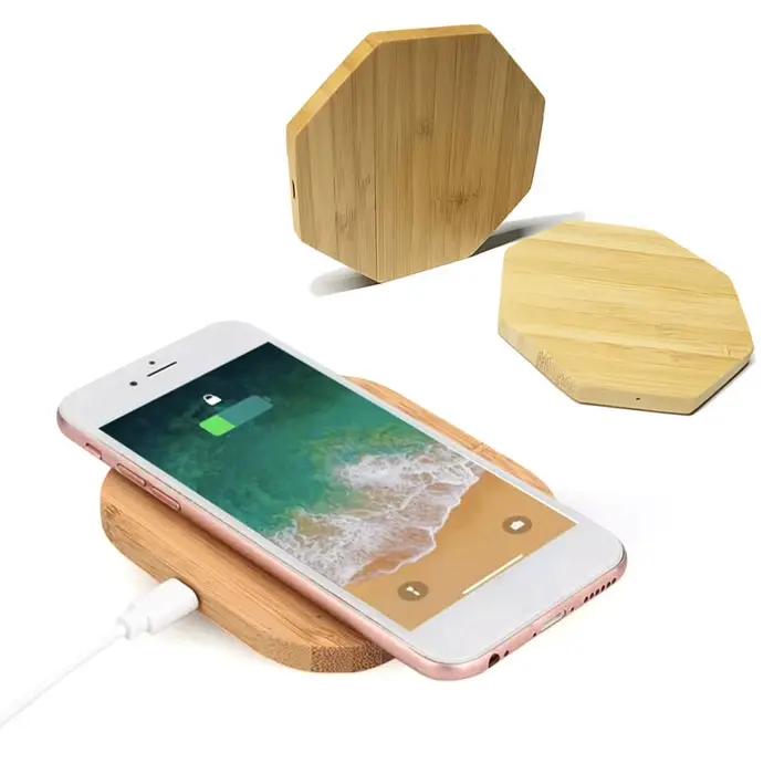 Chargeur sans fil en bambou 15W à charge rapide