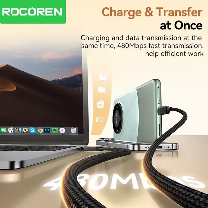 Rocoren 240W type-c vers USB C câble de données PD3.1 charge rapide 100W Type C cordon