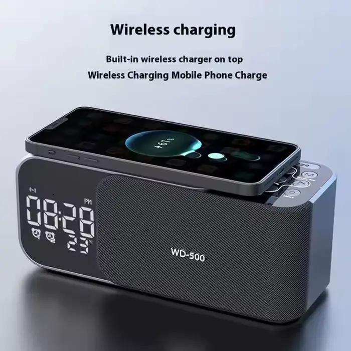 15W charge sans fil double réveil maison haut-parleur Bluetooth avec veilleuse