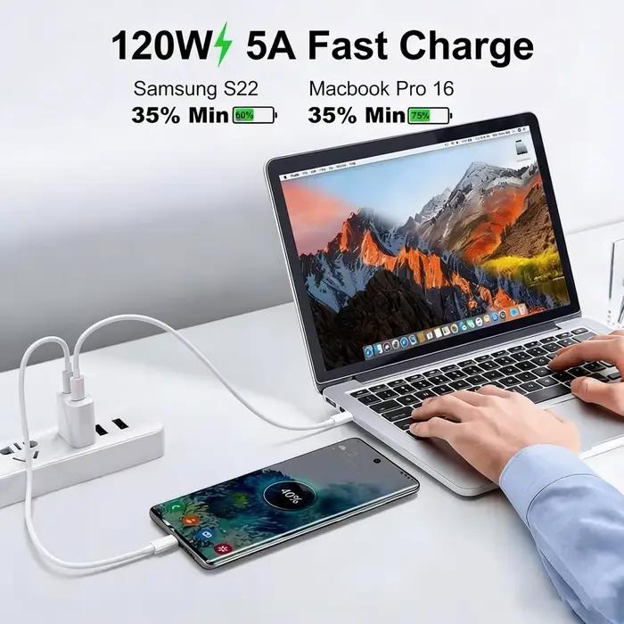 Lot de 4 câbles USB-C 120W pour iPhone 16 15 17 Pro Max