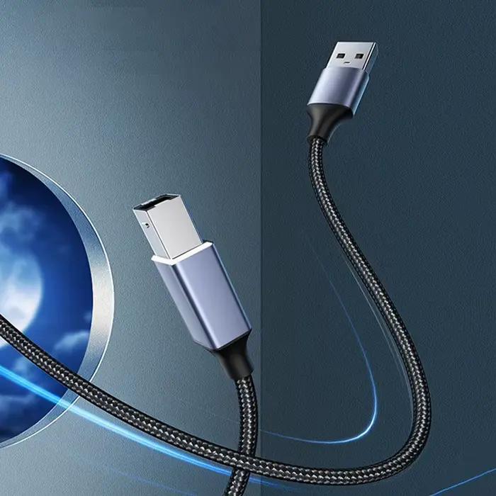 Câble d'imprimante 2.0 haute vitesse 2m 3m Type USB A vers USB B câble tressé Machine de télécopie cordon de Scanner pour appareil photo imprimante Epson HP Canon