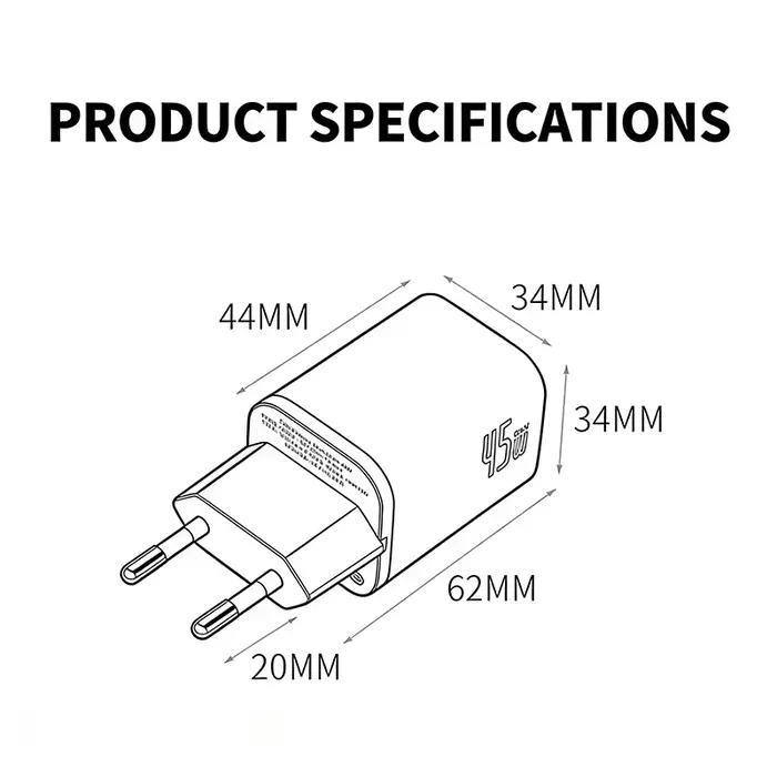 Chargeur GaN 45W pour iPhone 17 16 15 Pro Max