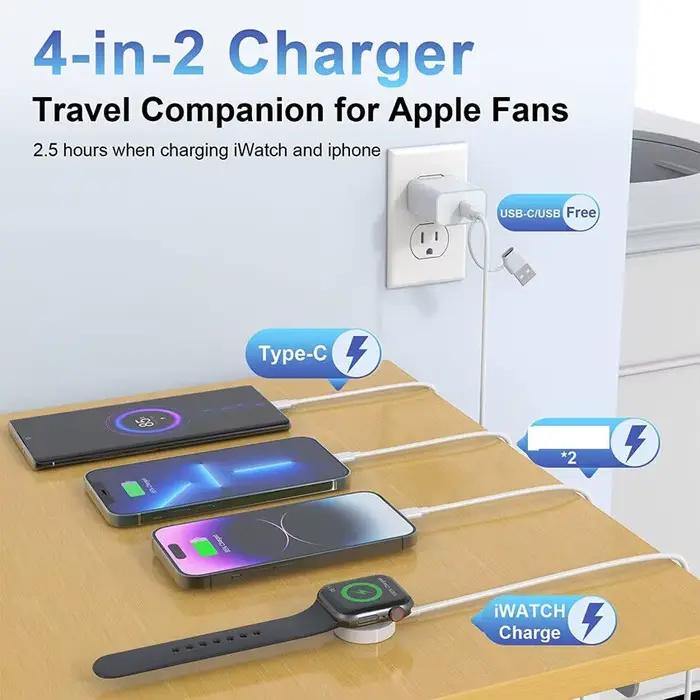 Câble de données de charge USB 4 en 2 pour iPhone