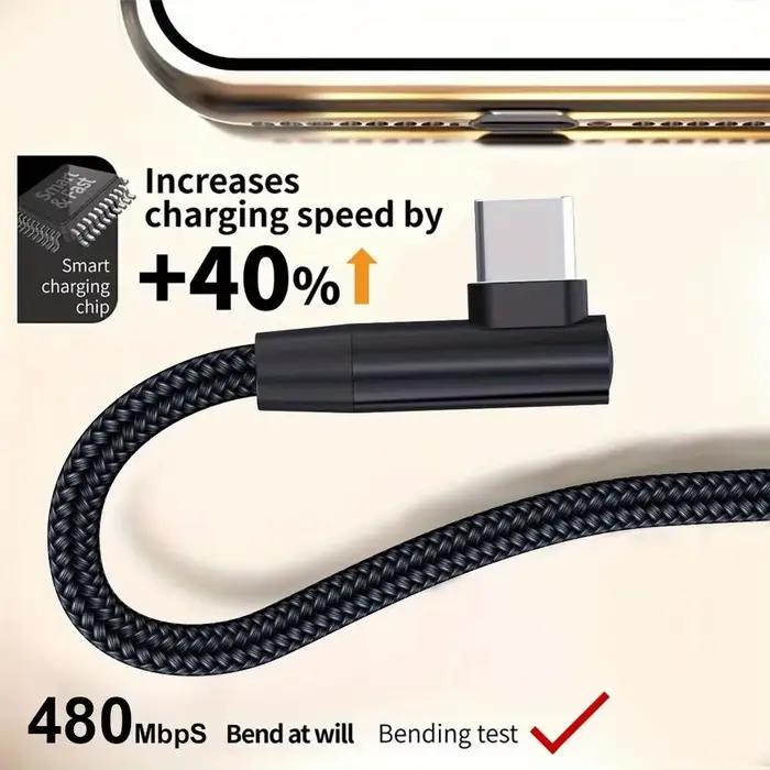 Câble USB-C vers C double en forme de L LAIHONEN 60W
