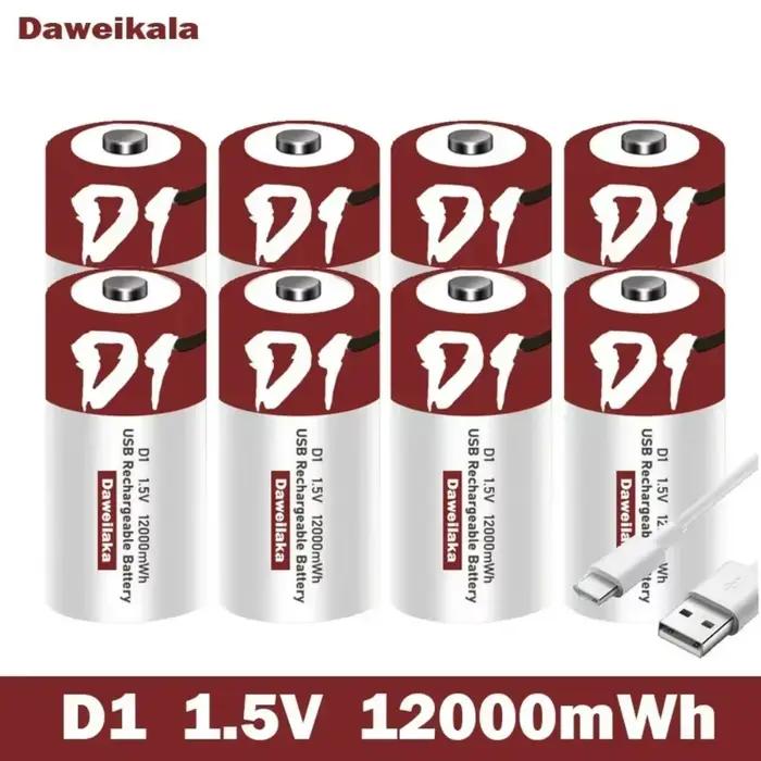 Batterie au lithium rechargeable USB-C de taille D 12000 mWh avec câble