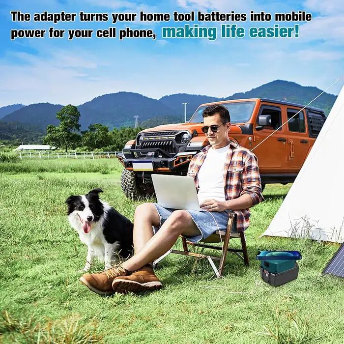 Chargeur sans fil pour batterie Li-ion 18V Makita Dewalt Milwaukee Adaptateur USB Port de charge Type-C Batterie externe portable
