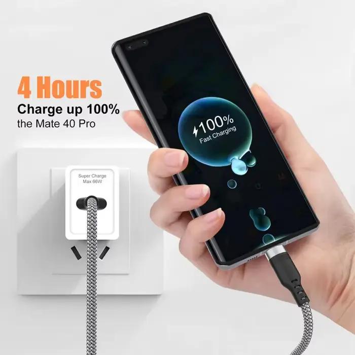 Câble de charge rapide USB C 6A NNBILI en tresse pour Xiaomi Samsung et autres Android smartphones 1m 1.5m 2m 3m 5m 8m