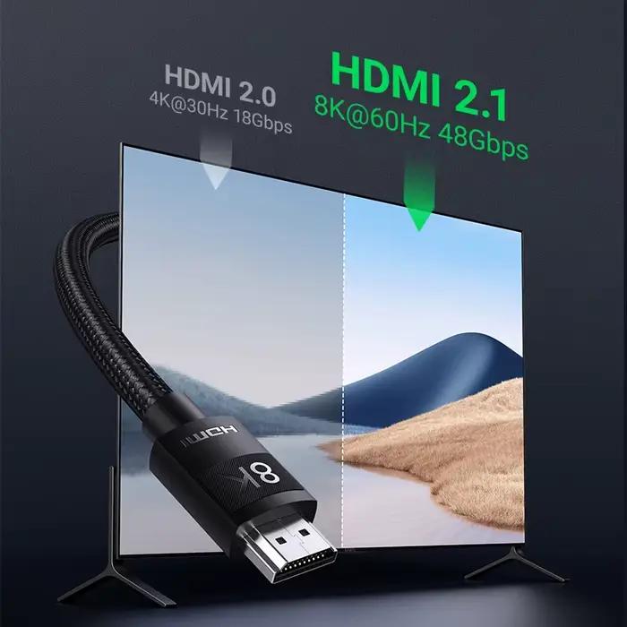 Câble HDMI 2.1 2.0 UGREEN Ultra Haute Vitesse 4K 8K/60Hz 4K/120Hz pour Xiaomi Mi Box PS5 Dolby Vision 48Gbps Compatible