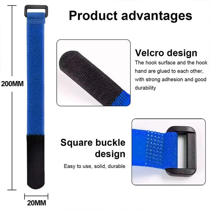 10 pièces 20*200mm, attaches zippées en Nylon auto-adhésives réutilisables
