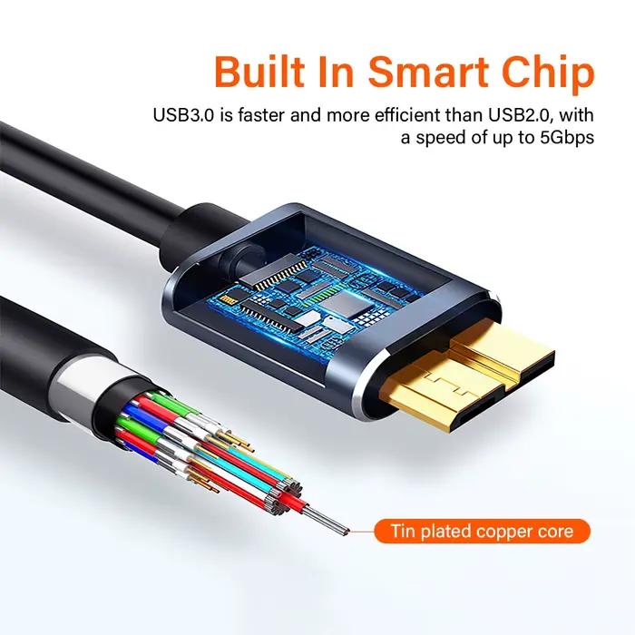 Câble de disque dur externe USB 3.0 Type C vers Micro B SIXEVE pour Toshiba Seagate WD Lenovo PC portable données synchronisation rapide et sécurisée