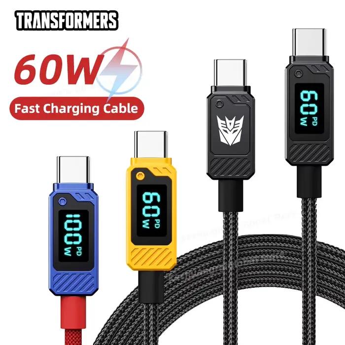 TF-A18 60W USB C à câble de type C LED USB-C d'affichage numérique PD 100W charge rapide
