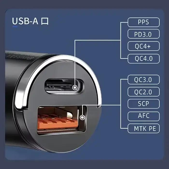100W chargeur de voiture USB charge rapide pour IPhone QC3.0 Mini PD USB Type C