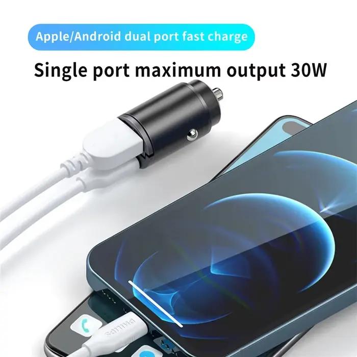 Voiture 100-200W double Port Mini chargeur USB charge Ultra rapide prise allume-cigare 12-24V adaptateur
