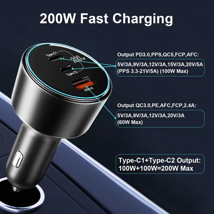Chargeur de voiture USB de type C pour ordinateur portable