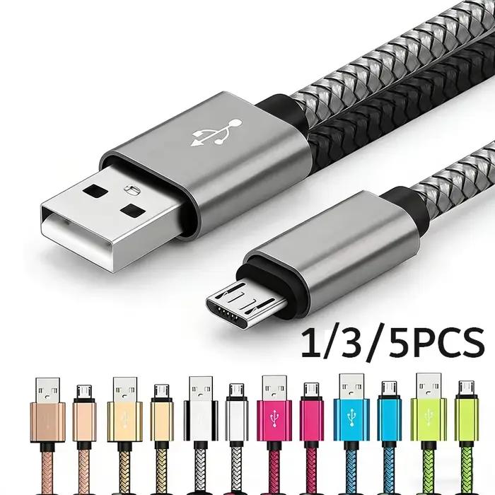 Câble Micro USB synchronisation de données 2A charge rapide 1/3/5 pièces