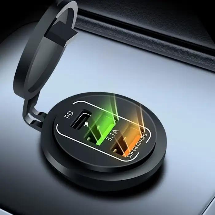 Prise de chargeur de voiture double type-c et double USB