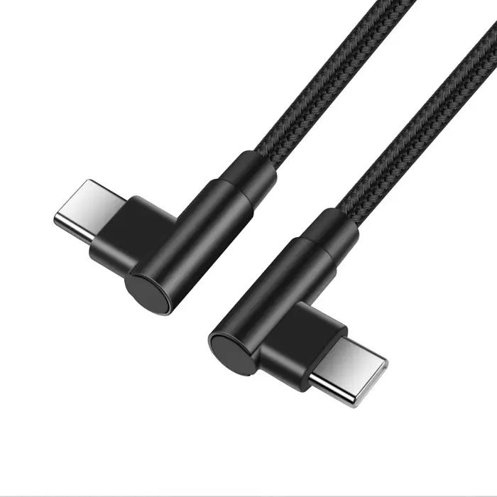 Câble coudé à 90 degrés en nylon tressé pour charge rapide USB C vers Type C pour téléphone smartphone longues durées occasions spéciales