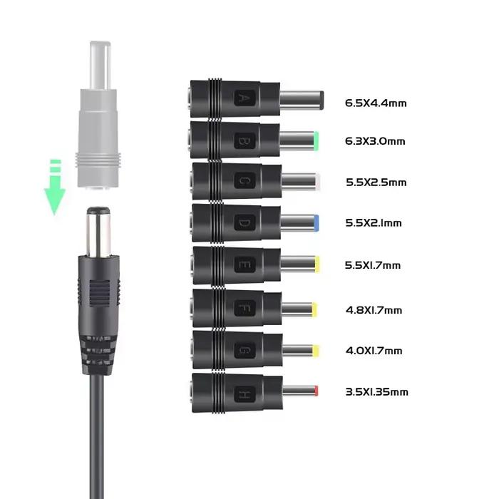 Câble d'alimentation universel USB vers DC, 5.5x2.1mm, jack 5V, charge avec 8 embouts de connecteur sélectionnables pour caméras de vidéosurveillance, boîtier TV