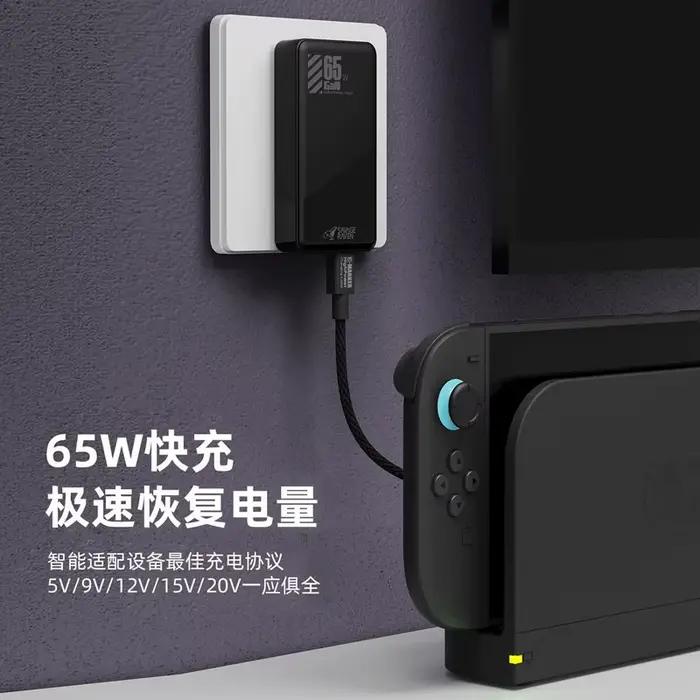 Savage Raven par Skull & Co. Chargeur rapide GaN 65W pour Switch 1/2