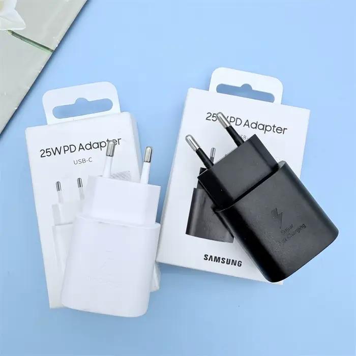 Chargeur Samsung Original 25W Super Rapide Adaptateur Secteur UE pour Galaxy S26 S25 Ultra S25 Edge Z Fold Flip 7 6 5