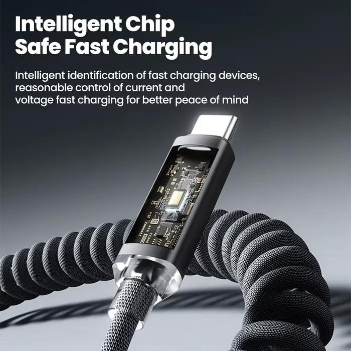 Câble de chargeur de téléphone de voiture télescopique 120W Type C vers USB C à charge rapide