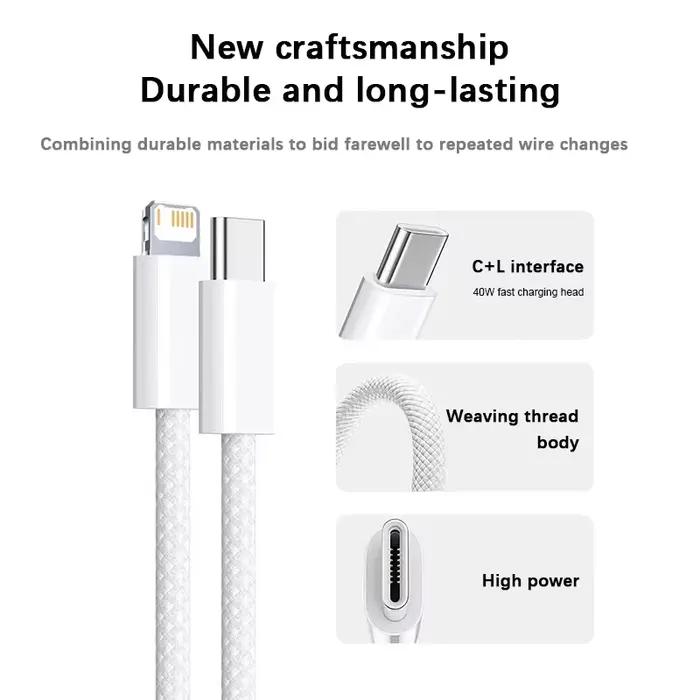Chargeur USB Type C 40W pour iPhone, chargeur rapide pour iPhone 16 17 15 14 13 12 11 Pro Max, câble de charge PD, accessoires pour téléphone