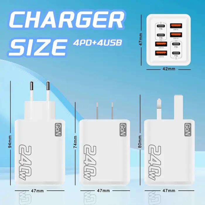 Chargeur USB C GaN 240W 8 en 1