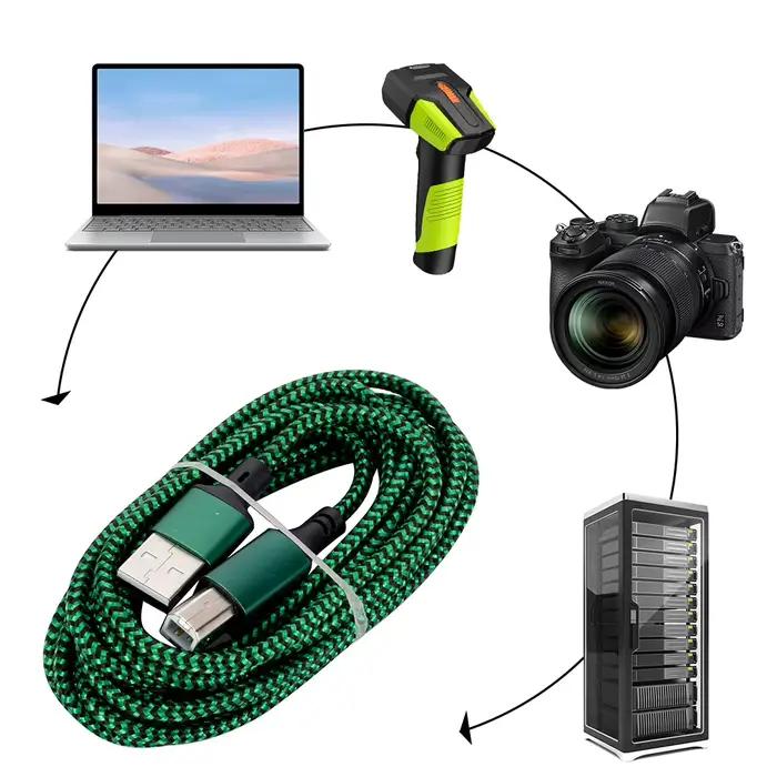 Câble USB 2.0 A à B haute vitesse pour imprimante scanner disque dur connecteur métallique résistant à la corrosion tressé en nylon durable pour ordinateur portable smartphone occasions spéciales