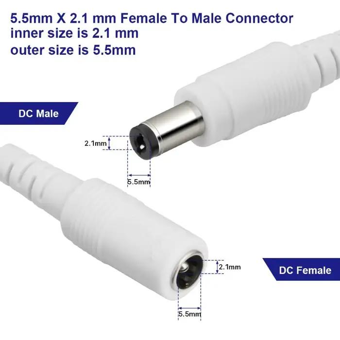 Câble d'alimentation d'extension DC 12V mâle à femelle blanc noir pour caméra de vidéosurveillance bande lumineuse LED routeur occasions spéciales