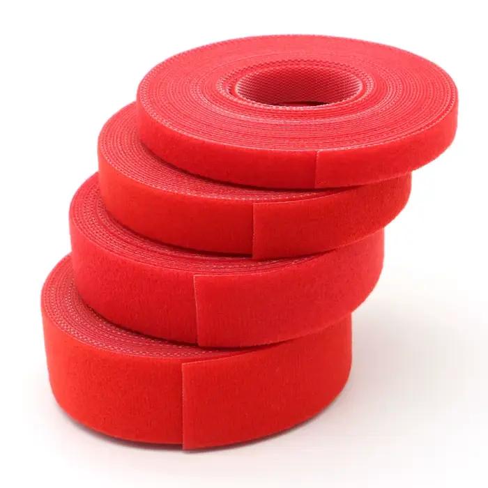 1/5 rouleaux de 5M de attaches pour câbles réutilisables rouges
