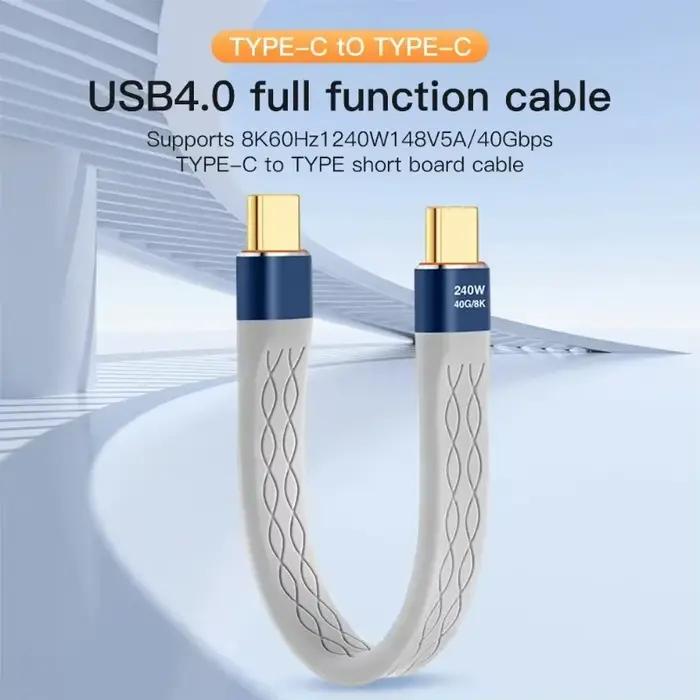 Câble USB C vers USB C 240W 40Gbps 8K vidéo Flexi FPC plat mince pour MacBook et autres appareils numériques occasions spéciales
