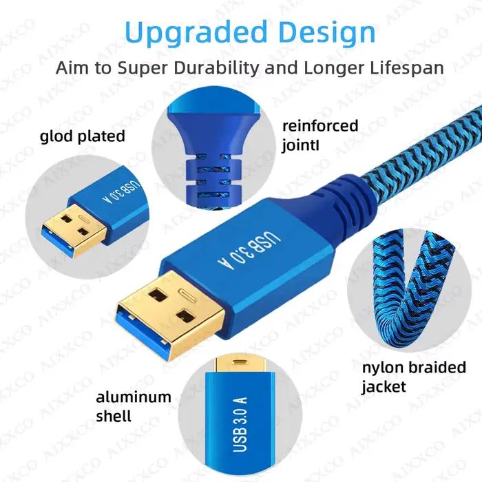 AIXXCO USB vers USB câble d'extension Type A mâle