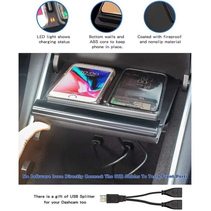 Chargeur sans fil 10W pour Tesla modèle 3 2017 2018 2019 2020