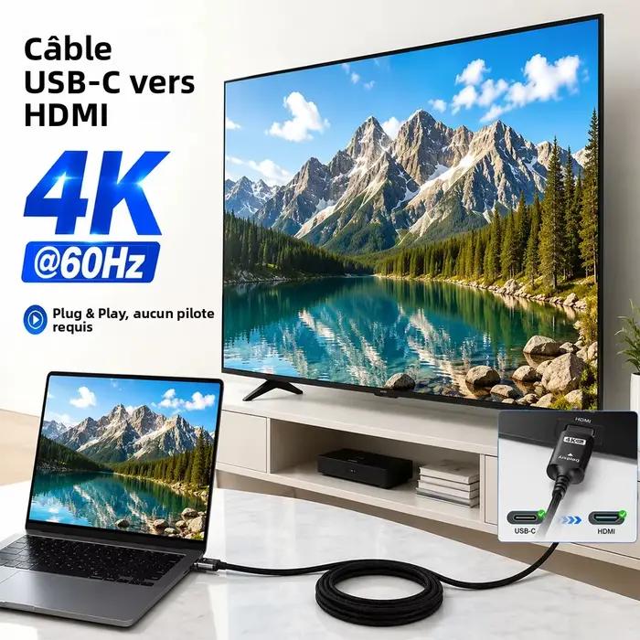 Câble USB C vers HDMI 4K 60Hz