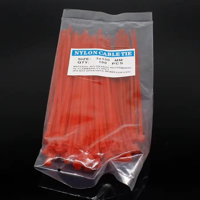 100pcs 3X150MM autobloquant Câble Zi p Ties.ca ble ties Blanc Noir Rouge Bleu Jaune Nylon Fil couleur