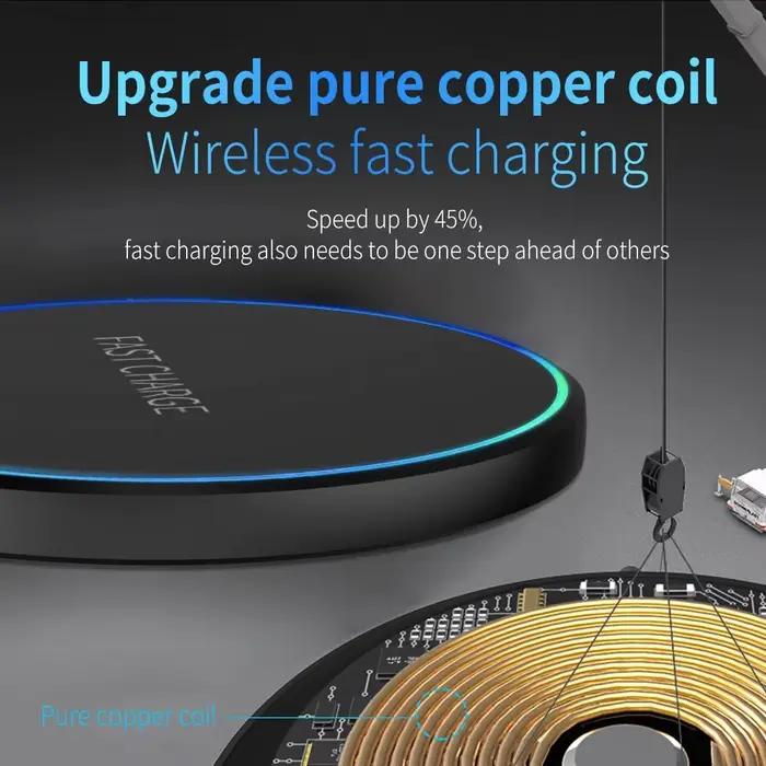 Chargeur sans fil LED mini pour iPhone 17 16 15 14 13 12 Samsung Xiaomi – Station de charge rapide à induction Type C