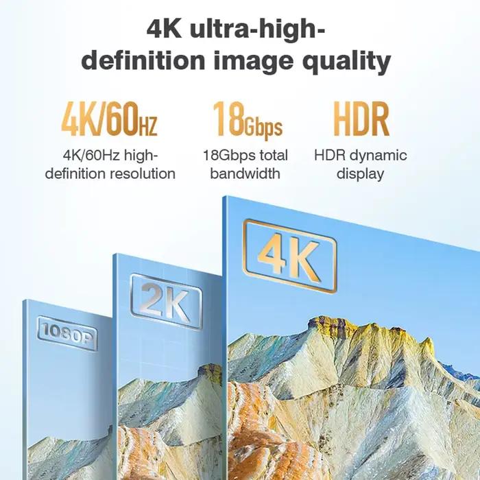 Câble à fibre optique HDMI 4K 60 Hz AOC 2.0 haute vitesse Support 18 Gbit/s HDR ARC HDCP2.2 10/15/30/50 m pour projecteur Xbox PS5/4 HDTV
