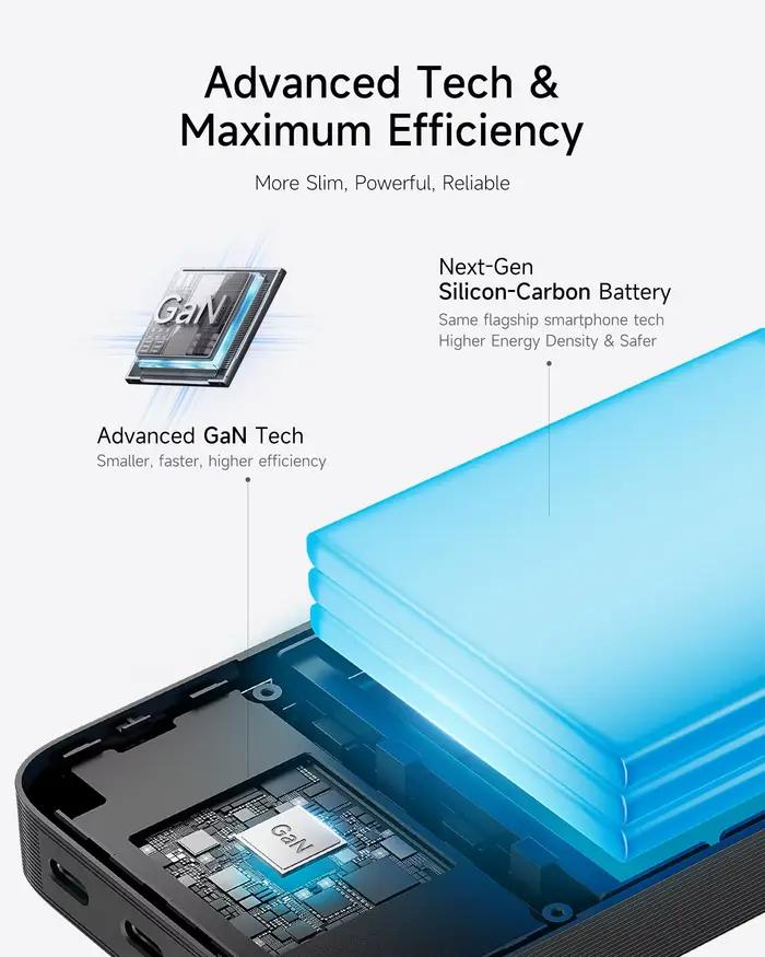 Cuktech 15 Air Power Bank 15000mAh 100W Total TFT Monitor GaN Chargeur Portable 90W pour Xiaomi pour iPhone Android