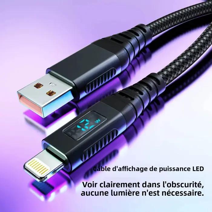 Câble de charge rapide USB vers Lightning certifié MFi