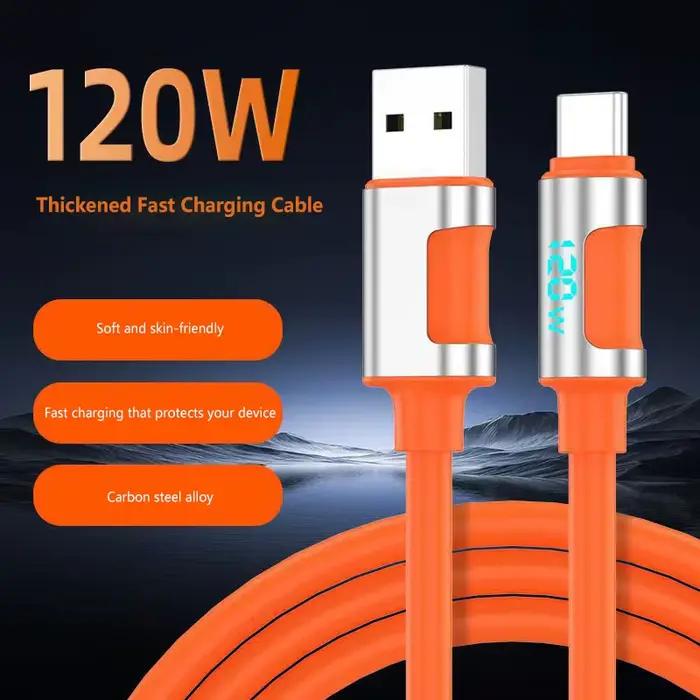 Câble de charge rapide 120W Type-C pour téléphones mobiles et tablettes